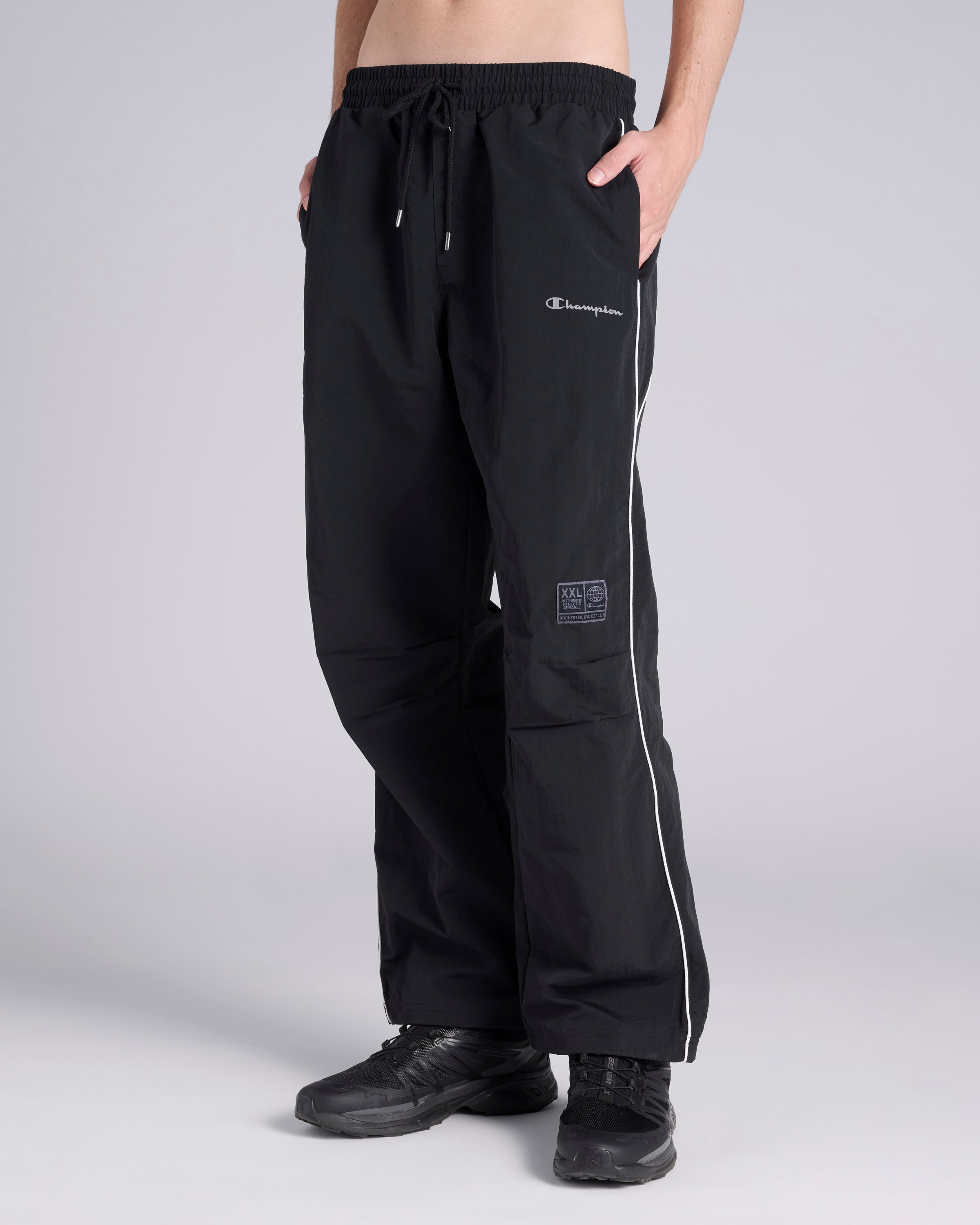 パンツ plllllleeasse nylon track pants (BLACK) HIDE AND SEEK - NYLON TRACK PANTS (BLACK) / ナイロントラック