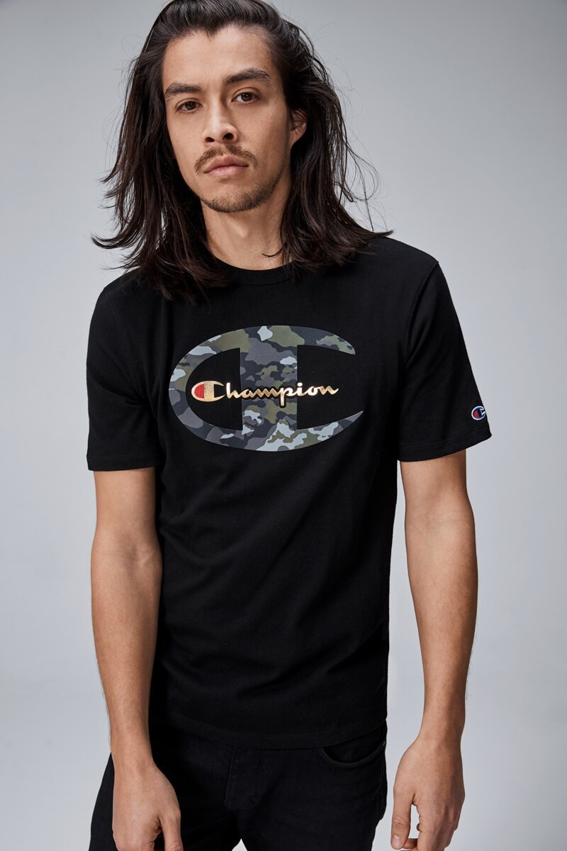 Heritage Tee With Camo C Gold Script