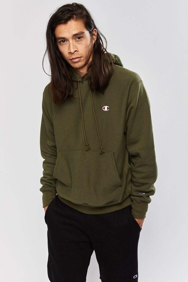 Champion reverse weave hoodie hiker green discount
