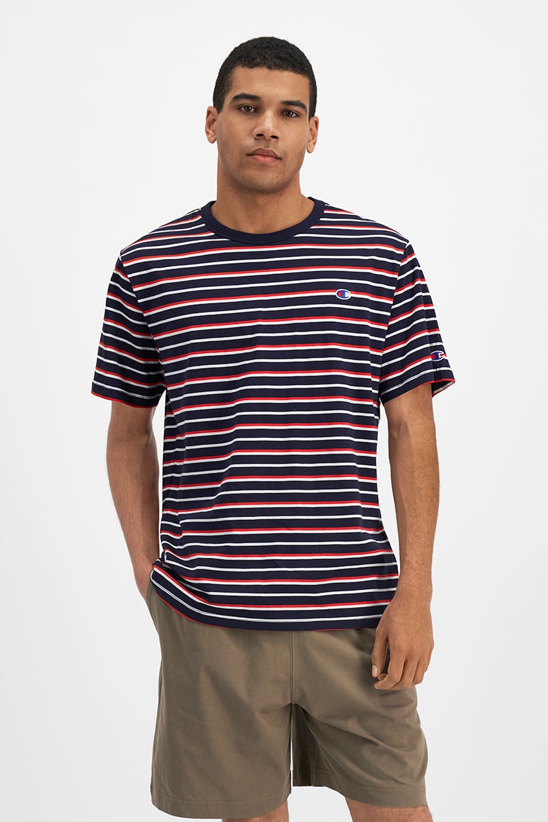 Champion striped tee discount