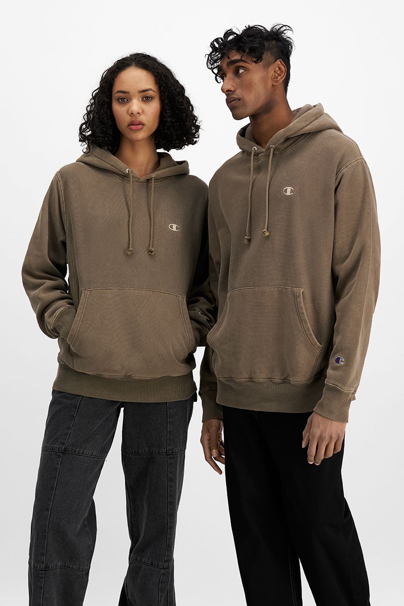 Champion hoodie tan color cheap