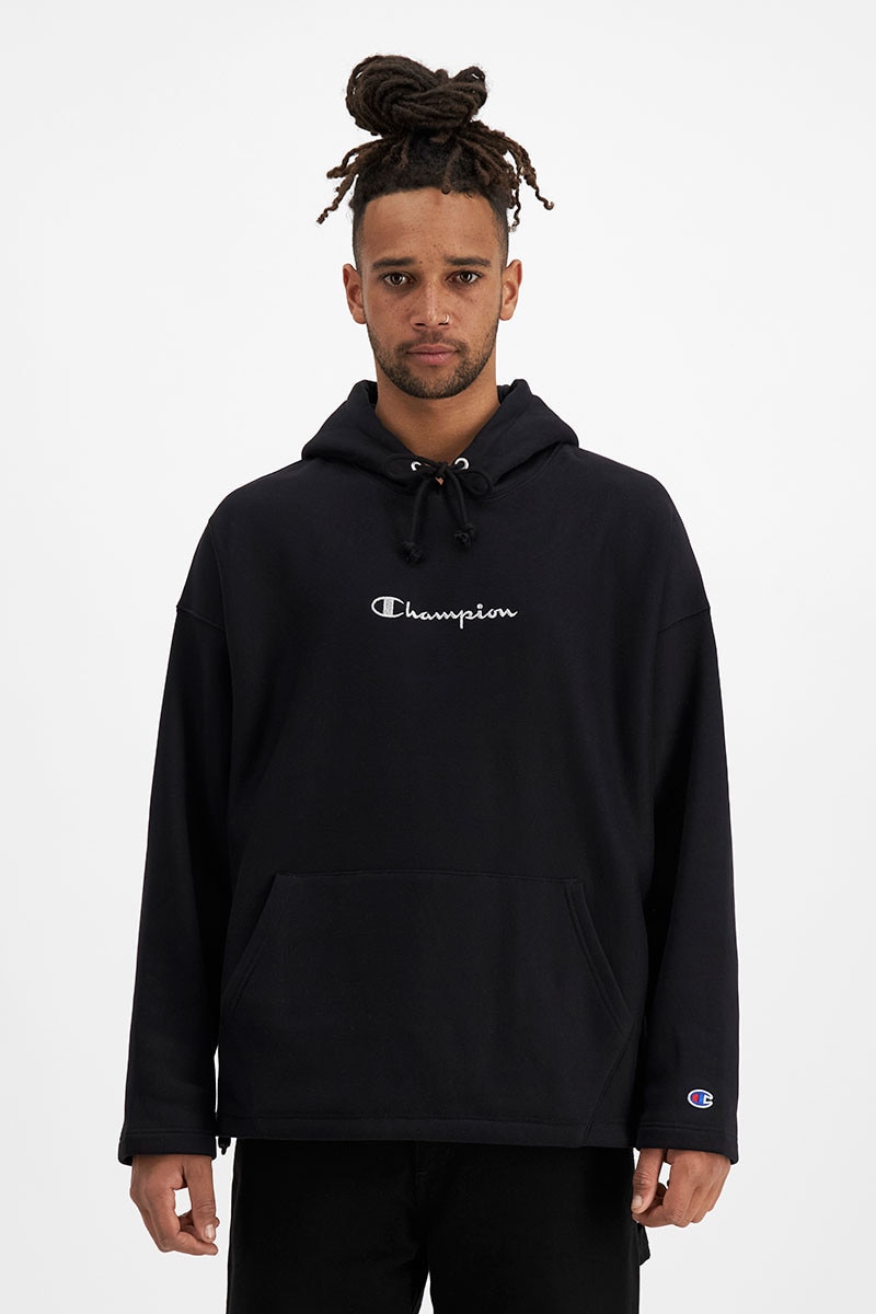 Reverse Weave Liquid Metal Logo Relaxed Hem Hoodie
