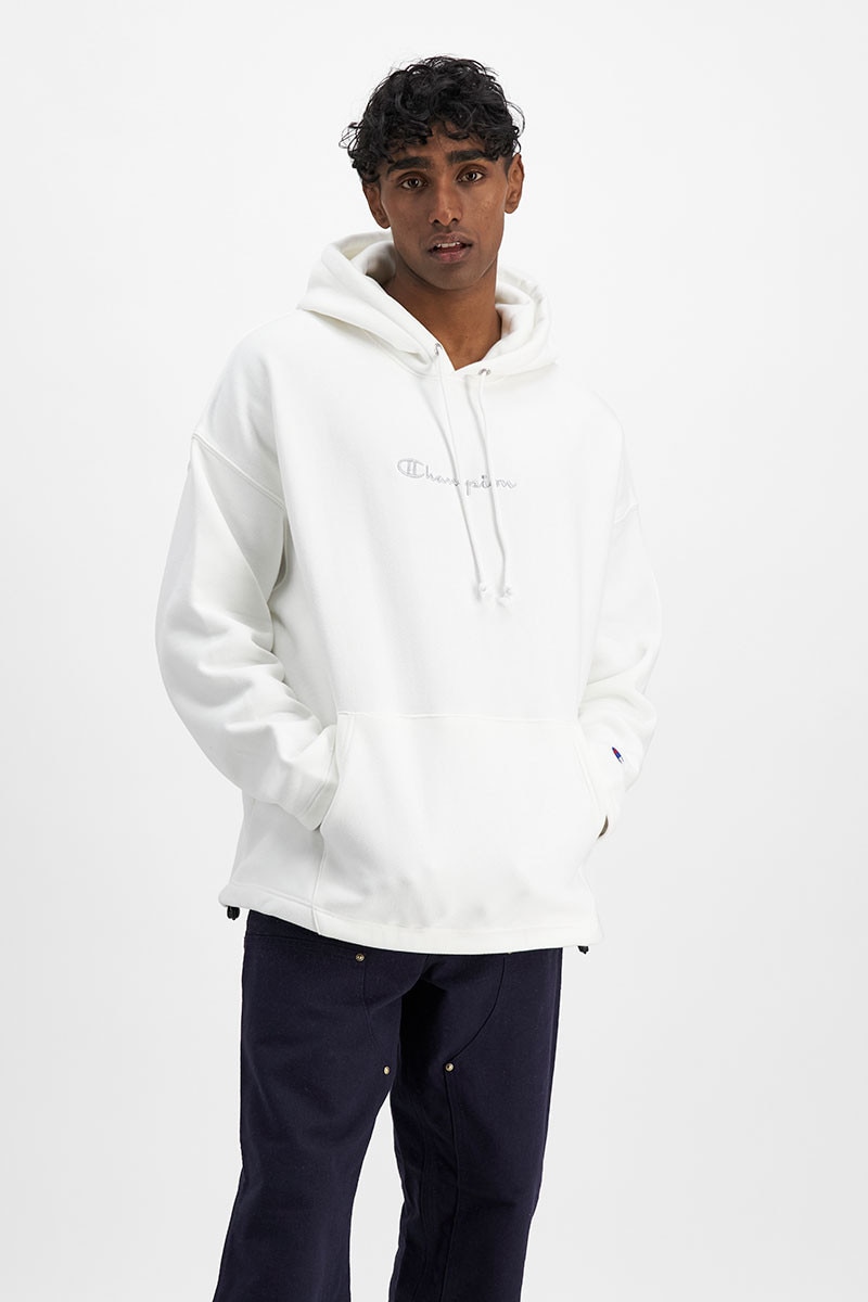 Reverse Weave Liquid Metal Logo Relaxed Hem Hoodie