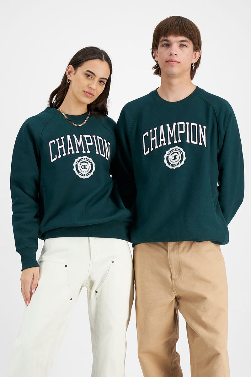 Champion reverse weave crew green deals