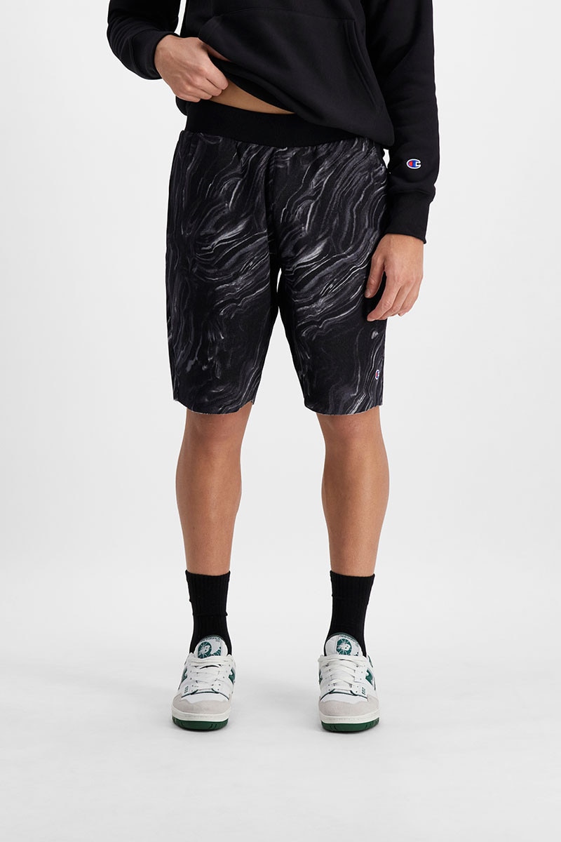 Reverse Weave Marble Flow Cut Off Shorts