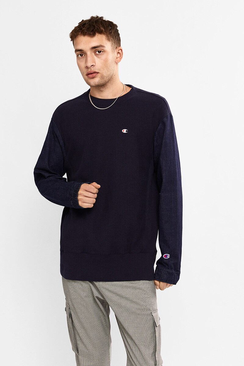 Reverse Weave Denim Crew