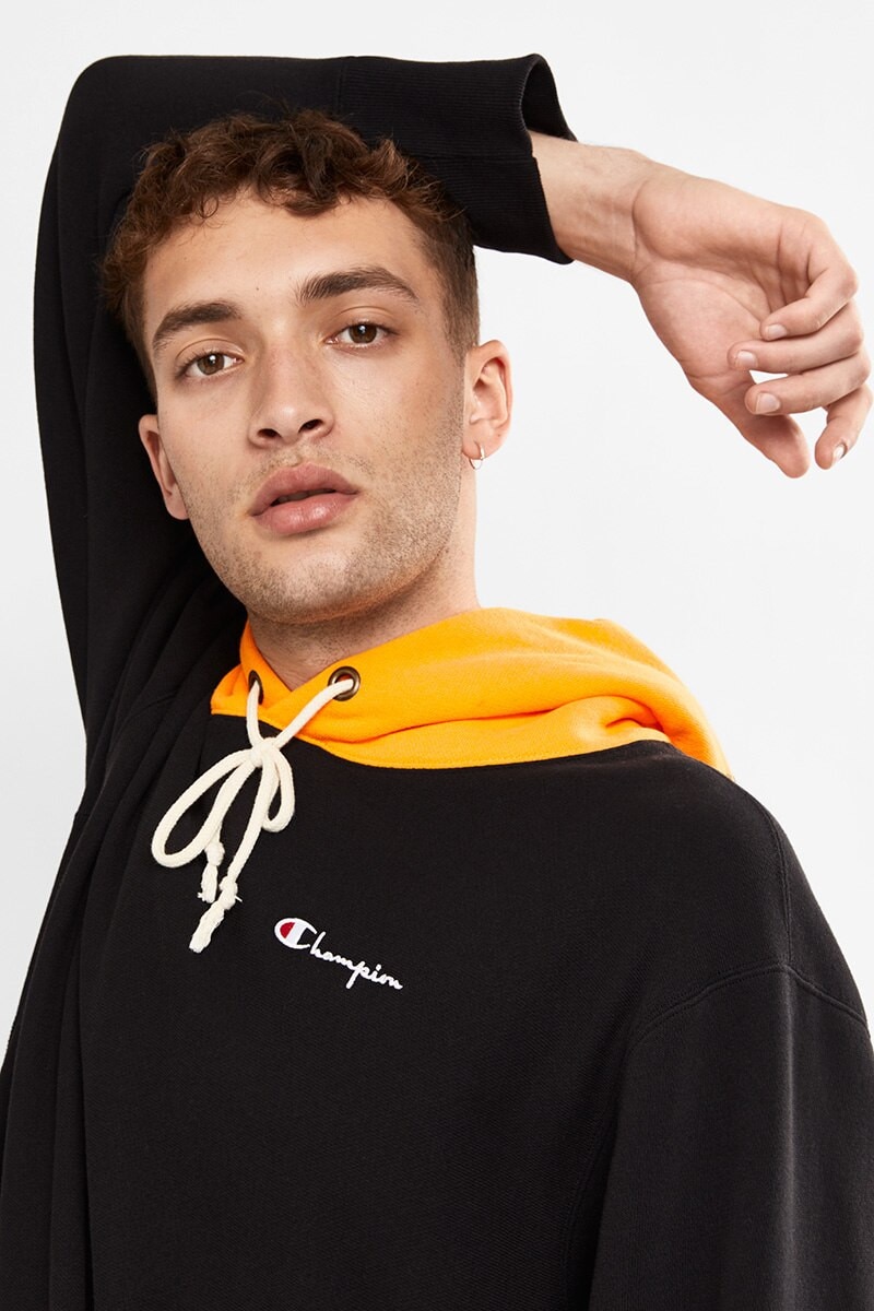 Reverse Weave Oversize Colour Block Hoodie