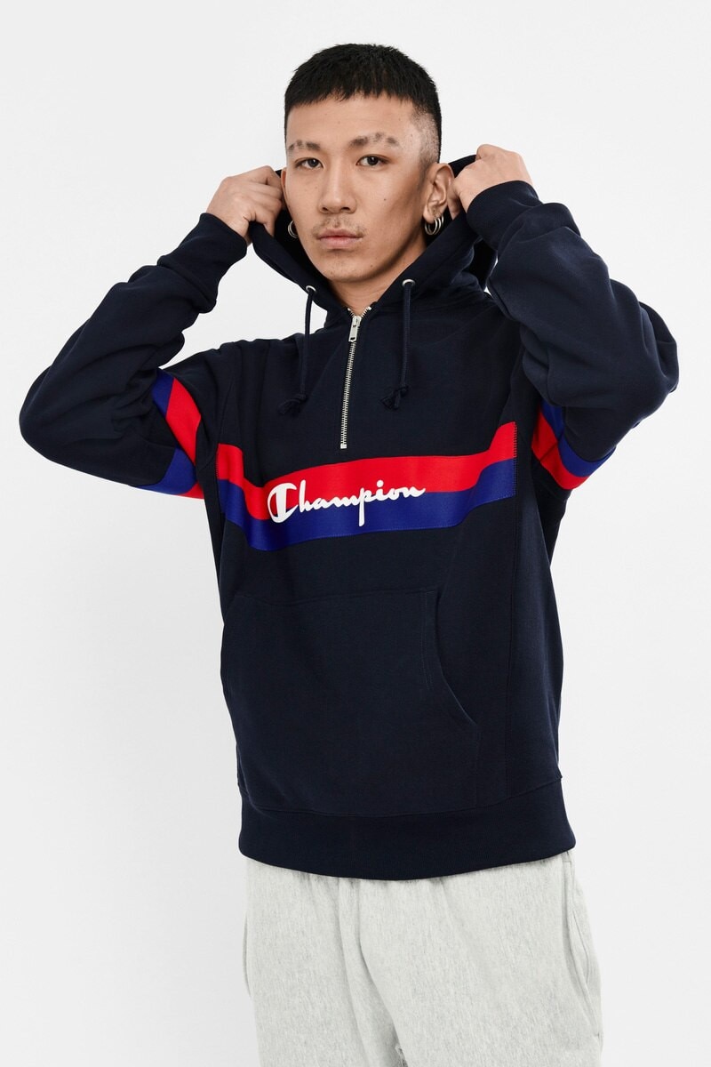 Reverse Weave Colour Block Hoodie