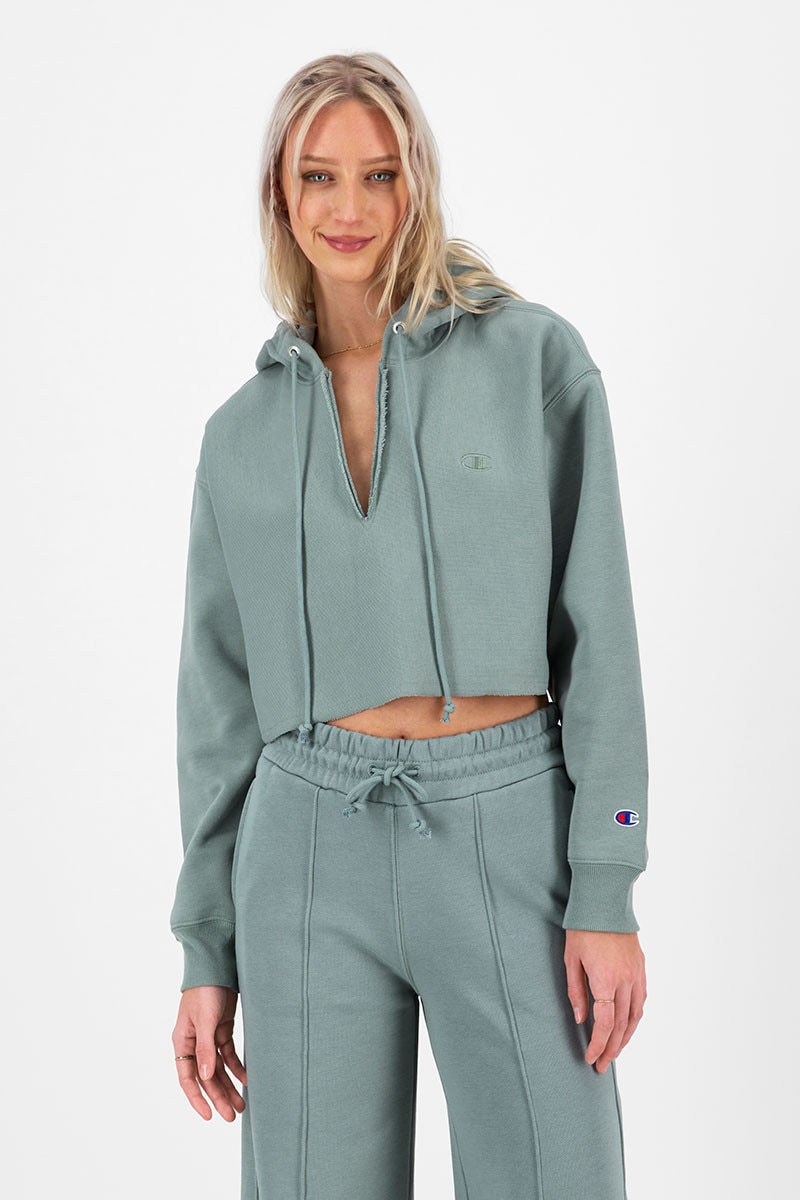 Cropped green champion hoodie outlet