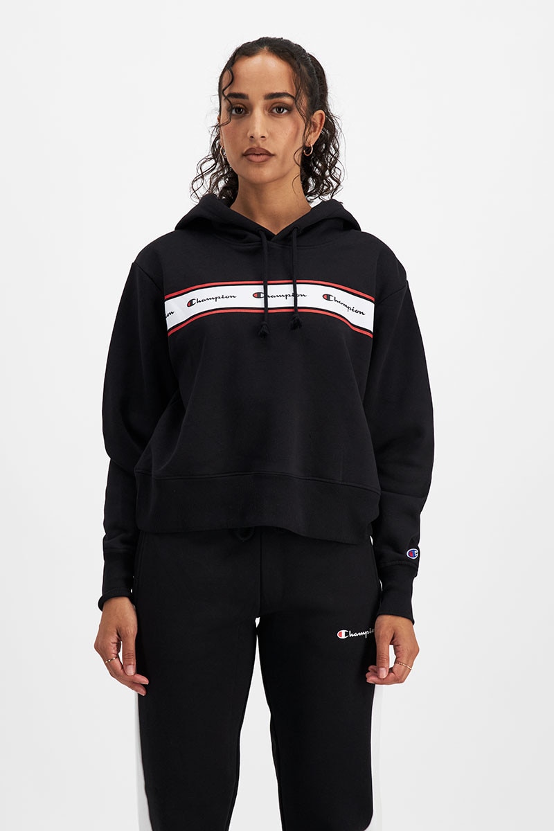 Champion cropped black hoodie deals