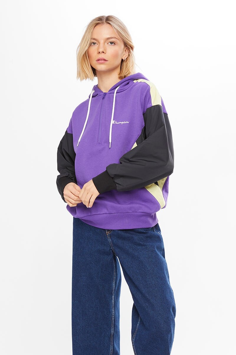 Champion hooded half zip sweatshirt hotsell