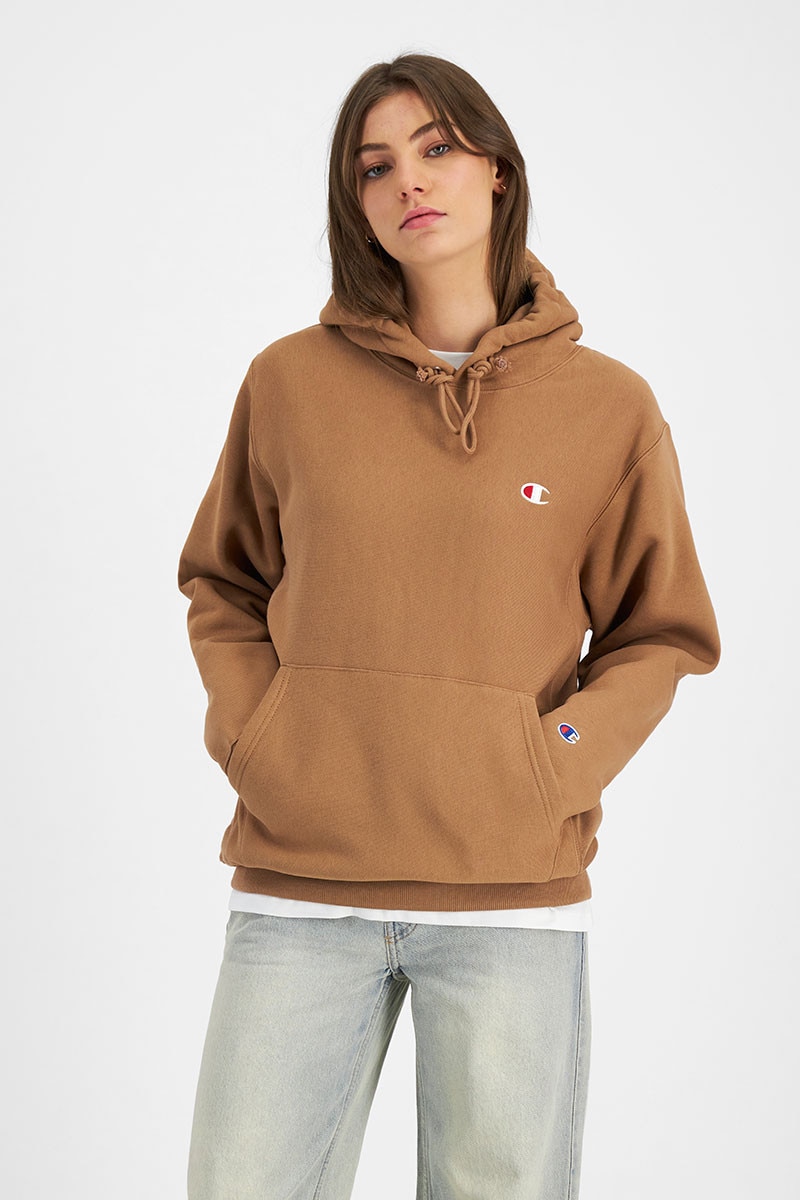 Champion reverse weave hoodie brown best sale
