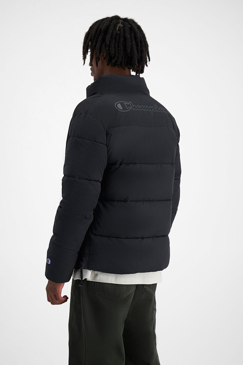 Champion tape padded logo jacket deals