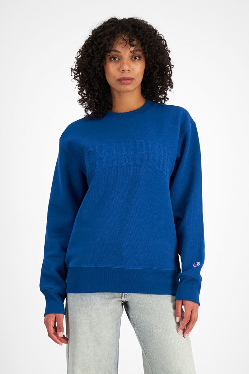 Champion men's light blue crewneck sweatshirt on sale