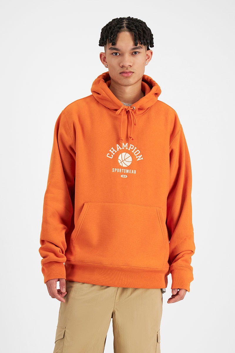 Champion orange hoodie mens store