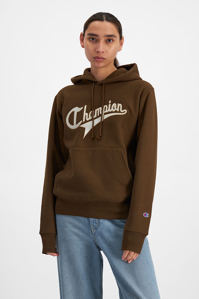 Reverse Weave Collegiate Cursive Script Hoodie