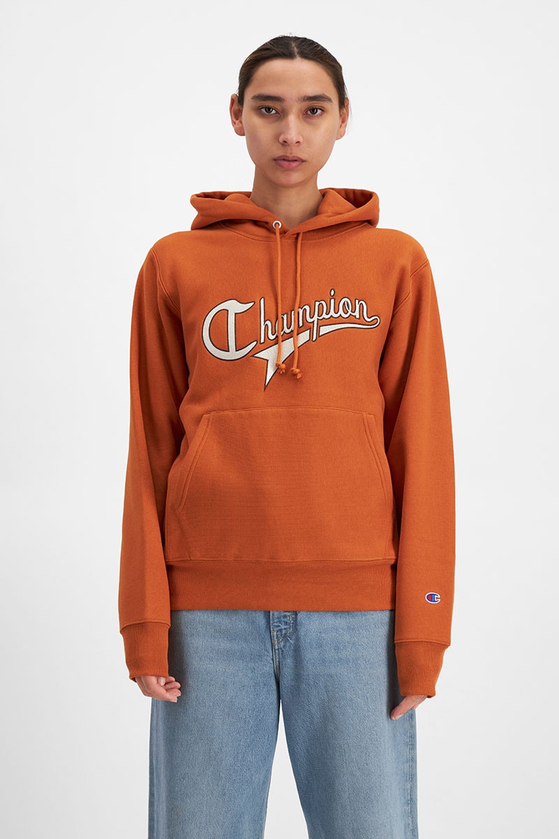 Reverse Weave Collegiate Cursive Script Hoodie