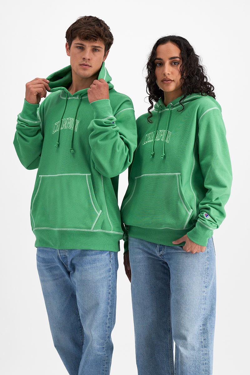 Reverse Weave Contrast Stitch Hoodie