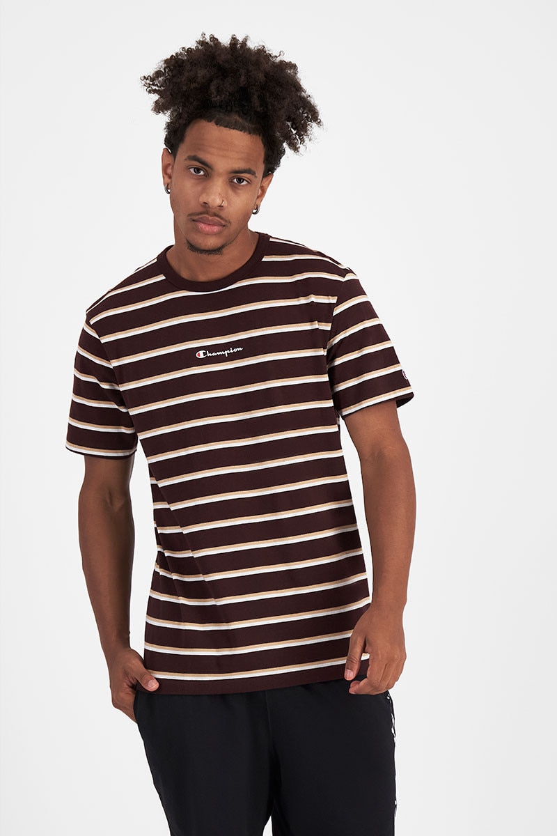 Champion stripe crew sweatshirt hot sale