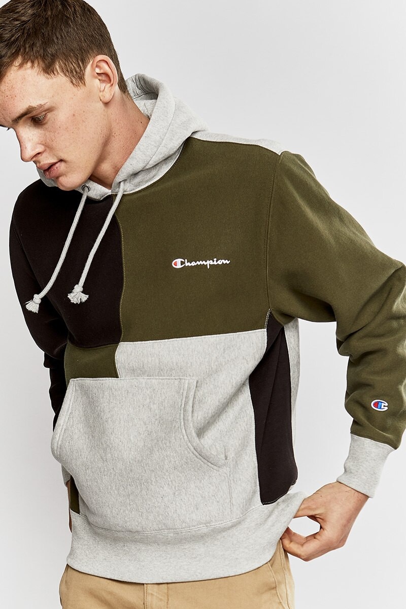 Reverse Weave Colour Block Hoodie