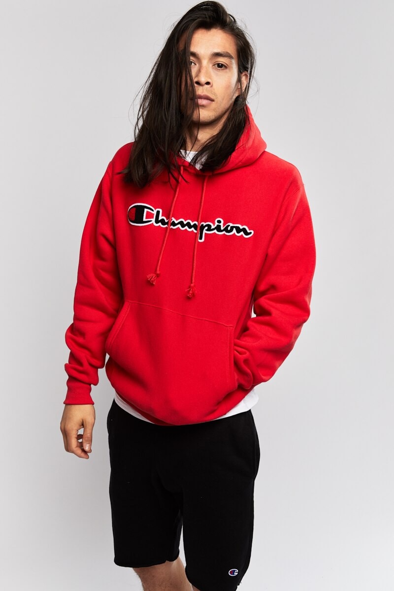 Champion reverse weave chenille script hoodie clearance