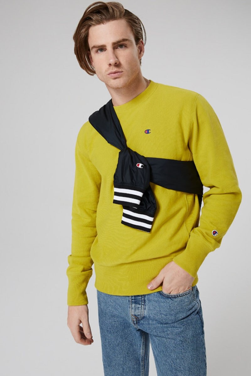 Champion crewneck sweatshirt yellow hotsell