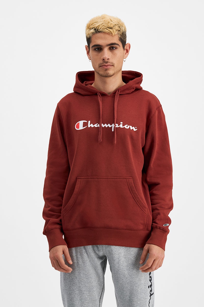Champion script red hoodie discount