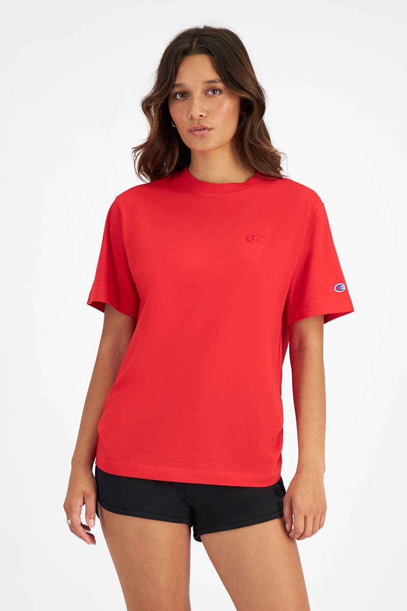 Women red champion shirt hot sale