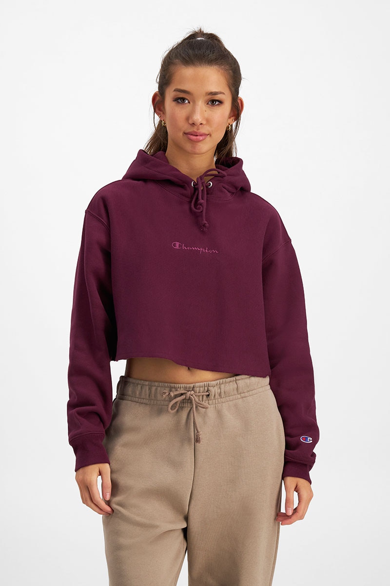 Champion weave cropped hoodie discount