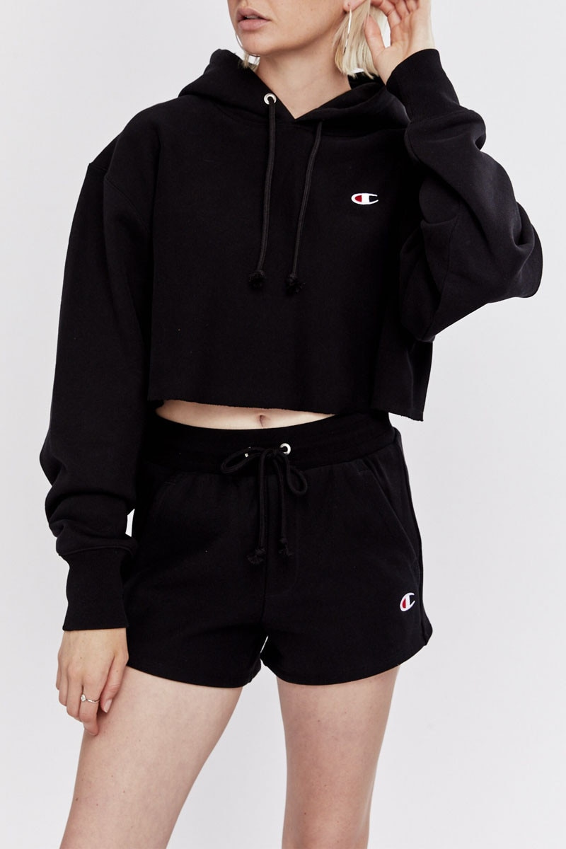 Reverse Weave Cropped Cut Off Hoodie