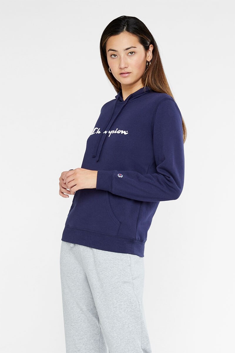 Champion script hoodie navy discount