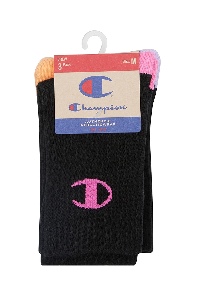 Champion Junior C Logo Crew Socks 3 Pack Kids Socks RXNJ3N