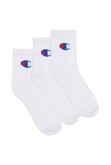 Champion Sport Genderless Qtr Crew 3 Pack White SXQC3N WIT