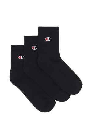 Champion Sneaker Sock, 3-Pack, Black
