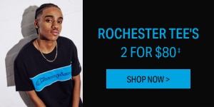 Rochester tees 2 for $80. Shop now.